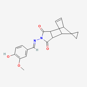 molecular formula C19H18N2O4 B6078890 4'-[(4-hydroxy-3-methoxybenzylidene)amino]-4'-azaspiro[cyclopropane-1,10'-tricyclo[5.2.1.0~2,6~]decane]-8'-ene-3',5'-dione 