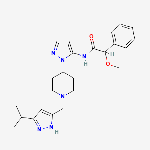 molecular formula C24H32N6O2 B6078912 N-(1-{1-[(5-isopropyl-1H-pyrazol-3-yl)methyl]-4-piperidinyl}-1H-pyrazol-5-yl)-2-methoxy-2-phenylacetamide 