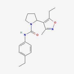 molecular formula C19H25N3O2 B6078975 2-(5-ethyl-3-methyl-4-isoxazolyl)-N-(4-ethylphenyl)-1-pyrrolidinecarboxamide 