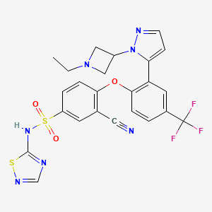 molecular formula C24H20F3N7O3S2 B607901 3-Cyano-4-[2-[2-(1-Ethylazetidin-3-Yl)pyrazol-3-Yl]-4-(Trifluoromethyl)phenoxy]-~{n}-(1,2,4-Thiadiazol-5-Yl)benzenesulfonamide CAS No. 1235406-09-3