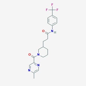 molecular formula C21H23F3N4O2 B6079012 3-{1-[(5-methyl-2-pyrazinyl)carbonyl]-3-piperidinyl}-N-[4-(trifluoromethyl)phenyl]propanamide 