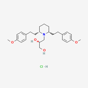 molecular formula C26H38ClNO4 B607905 (2R)-3-[(2S,6R)-2,6-bis[2-(4-methoxyphenyl)ethyl]piperidin-1-yl]propane-1,2-diol;hydrochloride CAS No. 1356447-90-9