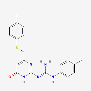 molecular formula C20H21N5OS B6079051 N-(4-methylphenyl)-N'-(6-{[(4-methylphenyl)thio]methyl}-4-oxo-1,4-dihydro-2-pyrimidinyl)guanidine 