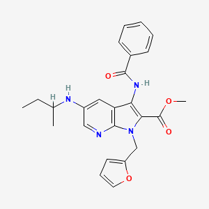 molecular formula C25H26N4O4 B607908 Methyl 3-benzamido-5-(sec-butylamino)-1-(furan-2-ylmethyl)-1H-pyrrolo[2,3-b]pyridine-2-carboxylate CAS No. 1060438-30-3