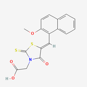 molecular formula C17H13NO4S2 B6079116 {5-[(2-methoxy-1-naphthyl)methylene]-4-oxo-2-thioxo-1,3-thiazolidin-3-yl}acetic acid 