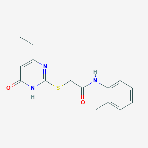 molecular formula C15H17N3O2S B6079120 2-[(4-ethyl-6-oxo-1,6-dihydro-2-pyrimidinyl)thio]-N-(2-methylphenyl)acetamide 