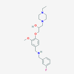 molecular formula C24H34FN3O3 B6079143 1-(4-ethyl-1-piperazinyl)-3-(4-{[(3-fluorobenzyl)amino]methyl}-2-methoxyphenoxy)-2-propanol 