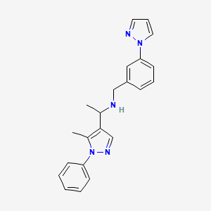 molecular formula C22H23N5 B6079161 1-(5-methyl-1-phenyl-1H-pyrazol-4-yl)-N-[3-(1H-pyrazol-1-yl)benzyl]ethanamine 
