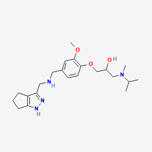 molecular formula C22H34N4O3 B6079183 1-[isopropyl(methyl)amino]-3-(2-methoxy-4-{[(1,4,5,6-tetrahydrocyclopenta[c]pyrazol-3-ylmethyl)amino]methyl}phenoxy)-2-propanol 