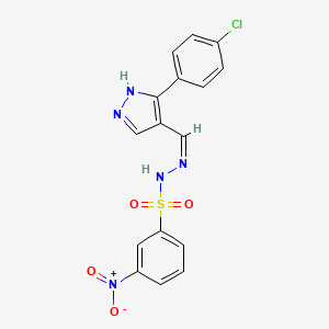 molecular formula C16H12ClN5O4S B6079198 N'-{[3-(4-chlorophenyl)-1H-pyrazol-4-yl]methylene}-3-nitrobenzenesulfonohydrazide 