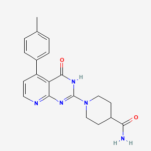 molecular formula C20H21N5O2 B6079202 1-[5-(4-methylphenyl)-4-oxo-3,4-dihydropyrido[2,3-d]pyrimidin-2-yl]-4-piperidinecarboxamide 