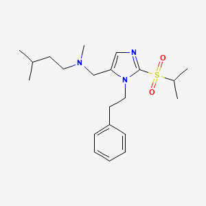 molecular formula C21H33N3O2S B6079225 N-{[2-(isopropylsulfonyl)-1-(2-phenylethyl)-1H-imidazol-5-yl]methyl}-N,3-dimethyl-1-butanamine 