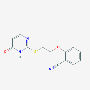 molecular formula C14H13N3O2S B6079230 2-{2-[(4-hydroxy-6-methyl-2-pyrimidinyl)thio]ethoxy}benzonitrile 
