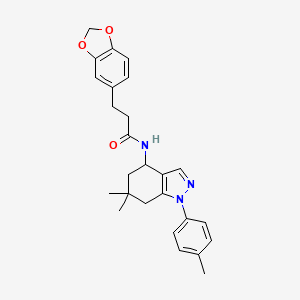 molecular formula C26H29N3O3 B6079274 3-(1,3-benzodioxol-5-yl)-N-[6,6-dimethyl-1-(4-methylphenyl)-4,5,6,7-tetrahydro-1H-indazol-4-yl]propanamide 