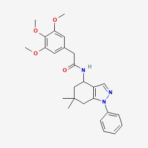 molecular formula C26H31N3O4 B6079277 N-(6,6-dimethyl-1-phenyl-4,5,6,7-tetrahydro-1H-indazol-4-yl)-2-(3,4,5-trimethoxyphenyl)acetamide 