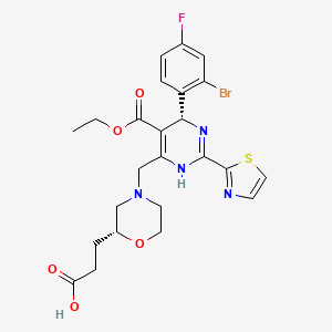 molecular formula C24H26BrFN4O5S B607930 3-((R)-4-(((R)-6-(2-溴-4-氟苯基)-5-(乙氧羰基)-2-(噻唑-2-基)-3,6-二氢嘧啶-4-基)甲基)吗啉-2-基)丙酸 CAS No. 1793063-59-8