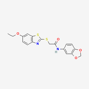 molecular formula C18H16N2O4S2 B6079309 N-1,3-benzodioxol-5-yl-2-[(6-ethoxy-1,3-benzothiazol-2-yl)thio]acetamide 