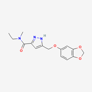 molecular formula C15H17N3O4 B6079348 5-[(1,3-benzodioxol-5-yloxy)methyl]-N-ethyl-N-methyl-1H-pyrazole-3-carboxamide 