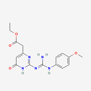 molecular formula C16H19N5O4 B6079350 ethyl [6-hydroxy-2-({imino[(4-methoxyphenyl)amino]methyl}amino)-4-pyrimidinyl]acetate 