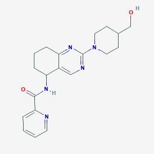 molecular formula C20H25N5O2 B6079355 N-{2-[4-(hydroxymethyl)-1-piperidinyl]-5,6,7,8-tetrahydro-5-quinazolinyl}-2-pyridinecarboxamide 