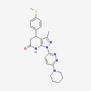 molecular formula C23H26N6OS B6079453 3-methyl-4-[4-(methylthio)phenyl]-1-[6-(1-piperidinyl)-3-pyridazinyl]-1,4,5,7-tetrahydro-6H-pyrazolo[3,4-b]pyridin-6-one 
