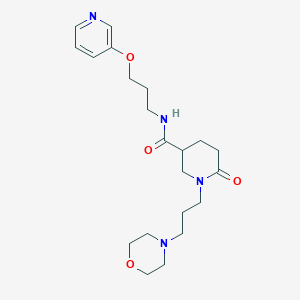 molecular formula C21H32N4O4 B6079459 1-[3-(4-morpholinyl)propyl]-6-oxo-N-[3-(3-pyridinyloxy)propyl]-3-piperidinecarboxamide 