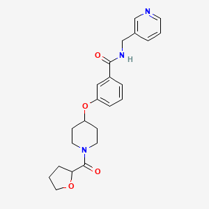 molecular formula C23H27N3O4 B6079502 N-(3-pyridinylmethyl)-3-{[1-(tetrahydro-2-furanylcarbonyl)-4-piperidinyl]oxy}benzamide 