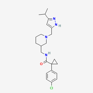 molecular formula C23H31ClN4O B6079527 1-(4-chlorophenyl)-N-({1-[(5-isopropyl-1H-pyrazol-3-yl)methyl]-3-piperidinyl}methyl)cyclopropanecarboxamide 