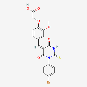 molecular formula C20H15BrN2O6S B6079548 (4-{[1-(4-bromophenyl)-4,6-dioxo-2-thioxotetrahydro-5(2H)-pyrimidinylidene]methyl}-2-methoxyphenoxy)acetic acid 