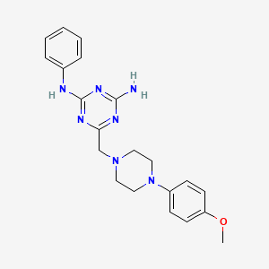molecular formula C21H25N7O B6079558 6-{[4-(4-methoxyphenyl)-1-piperazinyl]methyl}-N-phenyl-1,3,5-triazine-2,4-diamine 