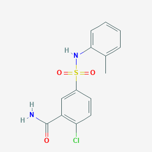 molecular formula C14H13ClN2O3S B6079600 2-chloro-5-{[(2-methylphenyl)amino]sulfonyl}benzamide 