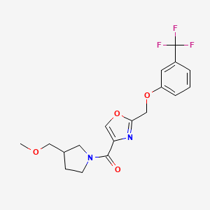 molecular formula C18H19F3N2O4 B6079647 4-{[3-(methoxymethyl)-1-pyrrolidinyl]carbonyl}-2-{[3-(trifluoromethyl)phenoxy]methyl}-1,3-oxazole 