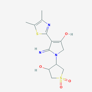 molecular formula C13H17N3O4S2 B6079648 5-amino-4-(4,5-dimethyl-1,3-thiazol-2-yl)-1-(4-hydroxy-1,1-dioxidotetrahydro-3-thienyl)-1,2-dihydro-3H-pyrrol-3-one 