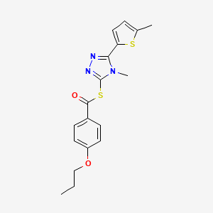 molecular formula C18H19N3O2S2 B6079653 S-[4-methyl-5-(5-methyl-2-thienyl)-4H-1,2,4-triazol-3-yl] 4-propoxybenzenecarbothioate 