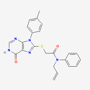molecular formula C23H21N5O2S B6079669 N-allyl-2-{[9-(4-methylphenyl)-6-oxo-6,9-dihydro-1H-purin-8-yl]thio}-N-phenylacetamide 