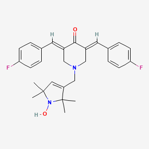 molecular formula C28H30F2N2O2 B607967 (3E,5E)-3,5-双[(4-氟苯基)亚甲基]-1-[(1-羟基-2,2,5,5-四甲基吡咯-3-基)甲基]哌啶-4-酮 CAS No. 1172133-28-6