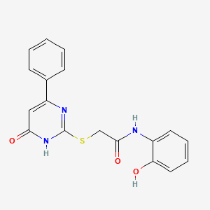 molecular formula C18H15N3O3S B6079689 N-(2-hydroxyphenyl)-2-[(6-oxo-4-phenyl-1,6-dihydro-2-pyrimidinyl)thio]acetamide 