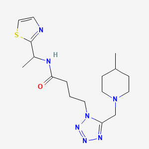 molecular formula C17H27N7OS B6079718 4-{5-[(4-methyl-1-piperidinyl)methyl]-1H-tetrazol-1-yl}-N-[1-(1,3-thiazol-2-yl)ethyl]butanamide 