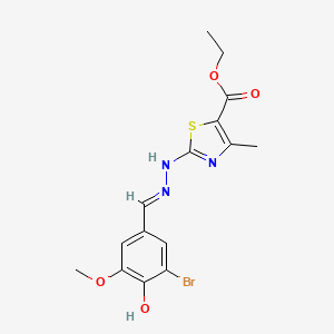 molecular formula C15H16BrN3O4S B6079727 ethyl 2-[2-(3-bromo-4-hydroxy-5-methoxybenzylidene)hydrazino]-4-methyl-1,3-thiazole-5-carboxylate 