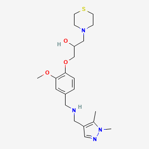 molecular formula C21H32N4O3S B6079760 1-[4-({[(1,5-dimethyl-1H-pyrazol-4-yl)methyl]amino}methyl)-2-methoxyphenoxy]-3-(4-thiomorpholinyl)-2-propanol 