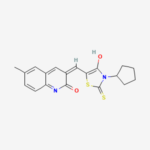 molecular formula C19H18N2O2S2 B6079782 3-[(3-cyclopentyl-4-oxo-2-thioxo-1,3-thiazolidin-5-ylidene)methyl]-6-methyl-2(1H)-quinolinone 