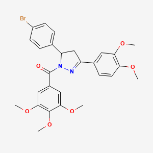 molecular formula C27H27BrN2O6 B6079793 5-(4-bromophenyl)-3-(3,4-dimethoxyphenyl)-1-(3,4,5-trimethoxybenzoyl)-4,5-dihydro-1H-pyrazole 