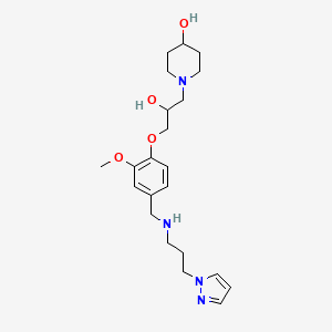 molecular formula C22H34N4O4 B6079810 1-{2-hydroxy-3-[2-methoxy-4-({[3-(1H-pyrazol-1-yl)propyl]amino}methyl)phenoxy]propyl}-4-piperidinol 