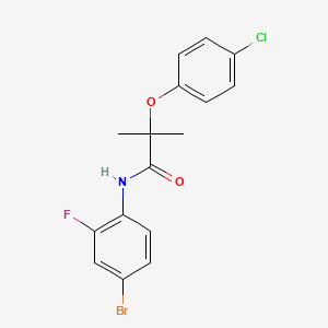 molecular formula C16H14BrClFNO2 B6079841 N-(4-bromo-2-fluorophenyl)-2-(4-chlorophenoxy)-2-methylpropanamide 