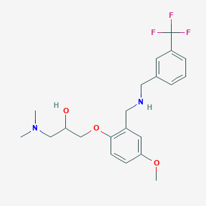 molecular formula C21H27F3N2O3 B6079876 1-(dimethylamino)-3-[4-methoxy-2-({[3-(trifluoromethyl)benzyl]amino}methyl)phenoxy]-2-propanol 