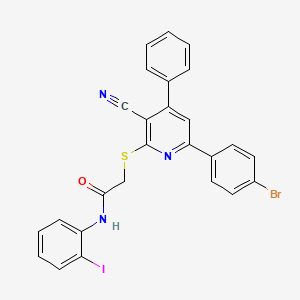 2-{[6-(4-bromophenyl)-3-cyano-4-phenylpyridin-2-yl]thio}-N-(2-iodophenyl)acetamide