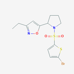 molecular formula C13H15BrN2O3S2 B6079886 5-{1-[(5-bromo-2-thienyl)sulfonyl]-2-pyrrolidinyl}-3-ethylisoxazole 
