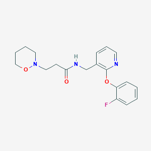 molecular formula C19H22FN3O3 B6079924 N-{[2-(2-fluorophenoxy)-3-pyridinyl]methyl}-3-(1,2-oxazinan-2-yl)propanamide 