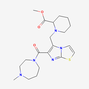 molecular formula C20H29N5O3S B6079948 methyl 1-({6-[(4-methyl-1,4-diazepan-1-yl)carbonyl]imidazo[2,1-b][1,3]thiazol-5-yl}methyl)-2-piperidinecarboxylate 
