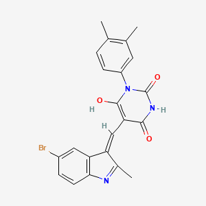 5-[(5-bromo-2-methyl-1H-indol-3-yl)methylene]-1-(3,4-dimethylphenyl)-2,4,6(1H,3H,5H)-pyrimidinetrione